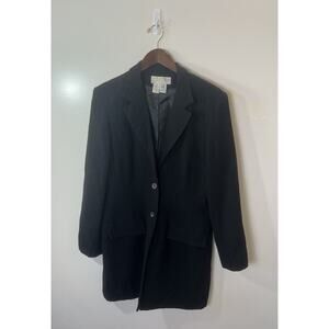 Norton McNaughton Women’s Long Wool Blazer Sz L 14 Black Minimalist Classic Work